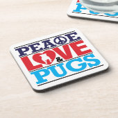 Peace Love and Pugs Bier Onderzetter (Linkerzijde)