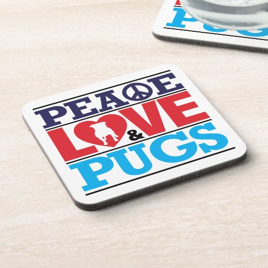 Peace Love and Pugs Bier Onderzetter (Linkerzijde)