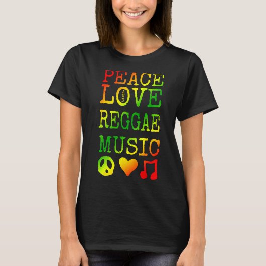 Peace, Love and Reggae Music Shirt Reggae (Voorkant)