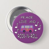 Peace Love and Rock-N-Roll Bus Ronde Button 7,6 Cm (Voorkant /achterkant)
