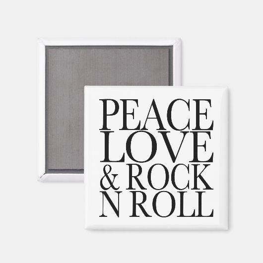 Peace Love and Rock'N Roll Magneet (Voorkant / Achterkant)