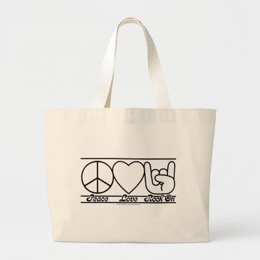 Peace Love and RockOn Grote Tote Bag (Voorkant)