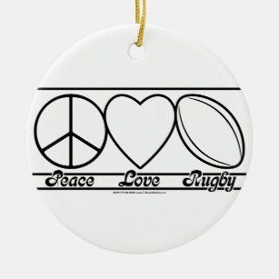 Peace Love and Rugby Keramisch Ornament