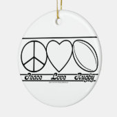 Peace Love and Rugby Keramisch Ornament (Links)