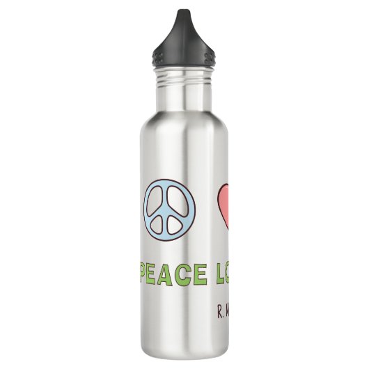 Peace Love and Science met Custom Name Waterfles (Links)