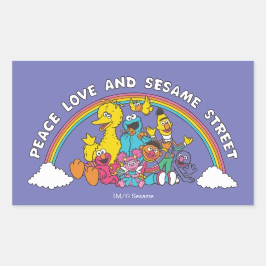 Peace, Love and Sesame Street Rechthoekige Sticker (Voorkant)