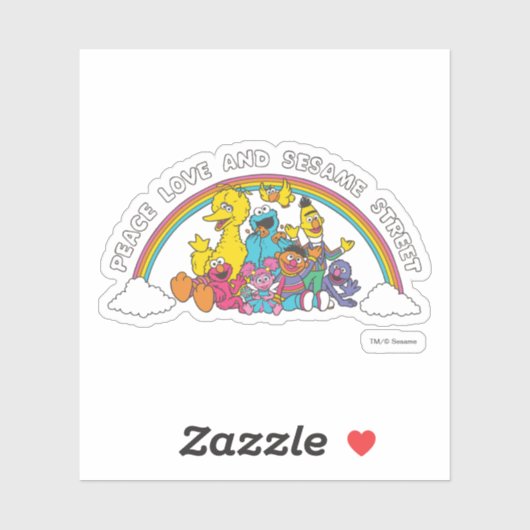 Peace, Love and Sesame Street Sticker (Vel)