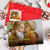 Peace Love and Spread Joy Typography Moderne Photo Feestdagenkaart