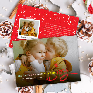Peace Love and Spread Joy Typography Moderne Photo Feestdagenkaart