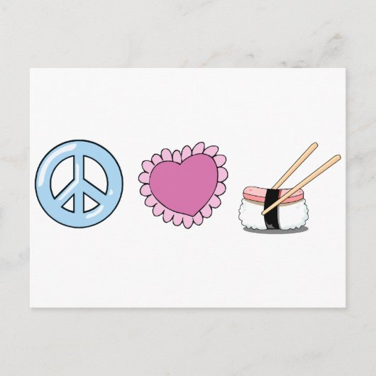 Peace Love and Sushi Briefkaart (Voorkant)