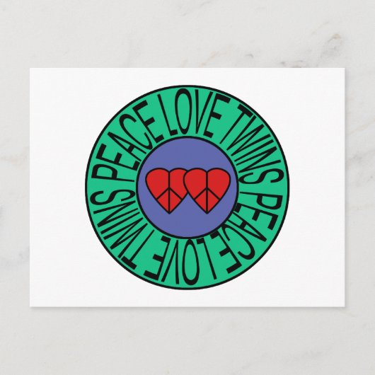 Peace Love and Twins - Circle Briefkaart (Voorkant)