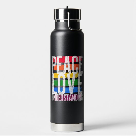 Peace Love and Understanding Vacuum geïsoleerd Waterfles (Links)