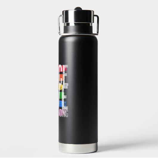 Peace Love and Understanding Vacuum geïsoleerd Waterfles (Achterkant)