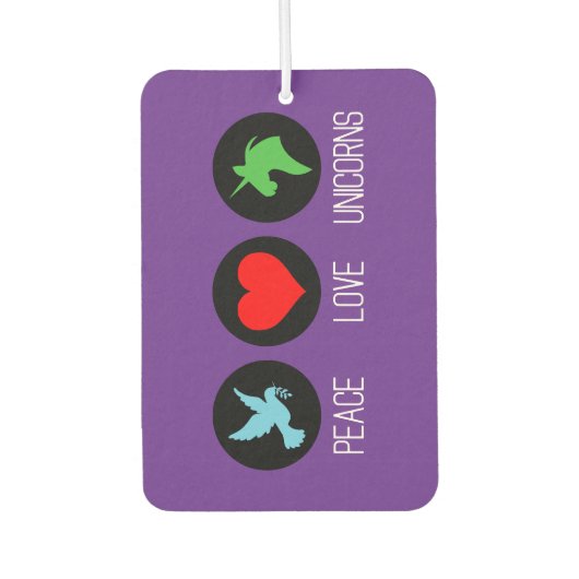 Peace love and unicorns luchtverfrisser (Voorkant)