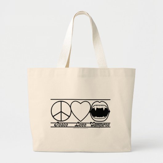 Peace Love and Vampires Grote Tote Bag (Voorkant)