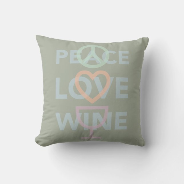 Peace Love and Wine Buitenkussen (Voorkant)