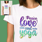 Peace Love and Yoga Pastel Rainbow on White T-shirt