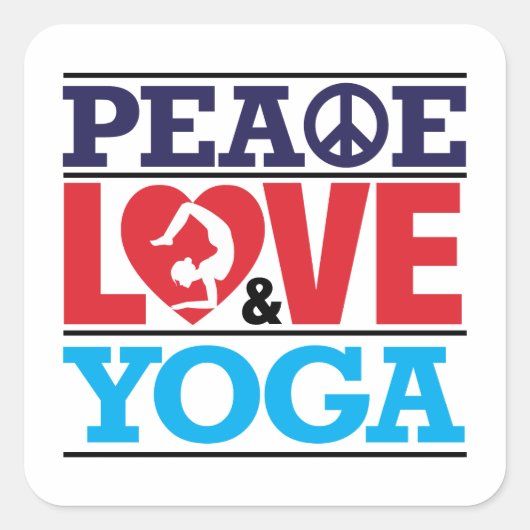 Peace, Love and Yoga Sticker (Voorkant)