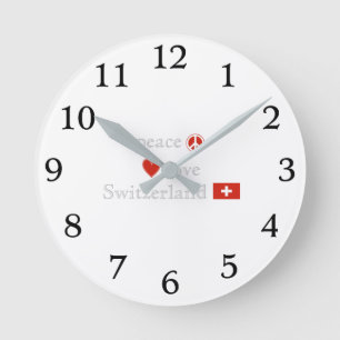 Peace Love and Zwitserland Round Wall Clock Ronde Klok