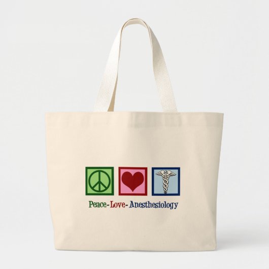 Peace Love Anesthesiology Grote Tote Bag (Voorkant)