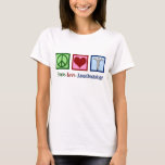 Peace Love Anesthesiology T-shirt<br><div class="desc">Een cadeau voor anesthesioloog met een vredesteken, hart en het symbool van de medische kaducus. Peace Love Anesthesiology.</div>