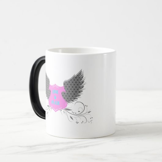 Peace Love Angel Wings Design Magische Mok (Voorkant links)