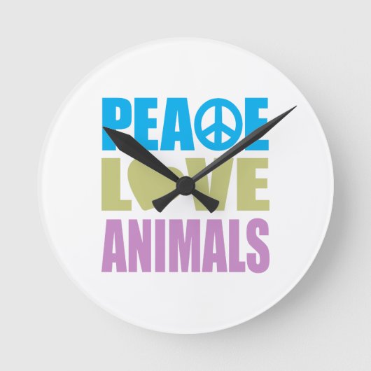 Peace Love Animals Ronde Klok (Voorkant)