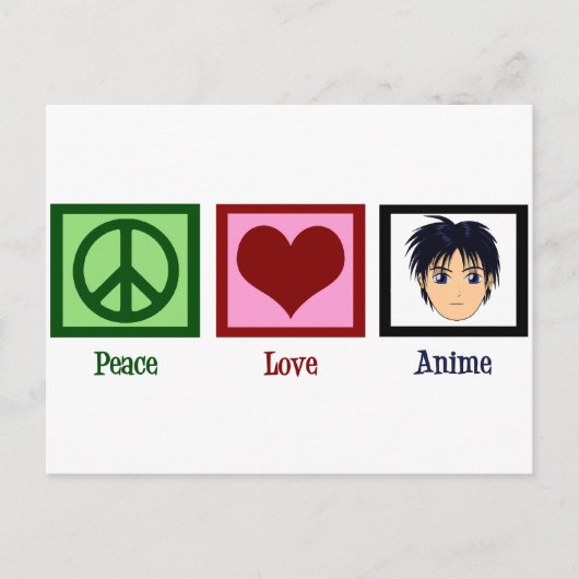 Peace Love Anime Briefkaart (Voorkant)
