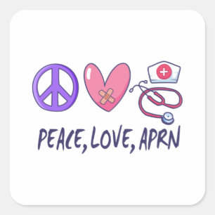 Peace Love APRN Vierkante Sticker