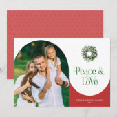 Peace & Love Arched Photo Modern Feestdagenkaart (Voorkant / Achterkant)