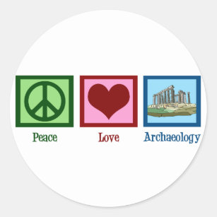Peace Love Archeology Ronde Sticker