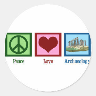 Peace Love Archeology Ronde Sticker