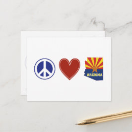 Peace Love Arizona Map Shaped State Flag Red Heart Briefkaart