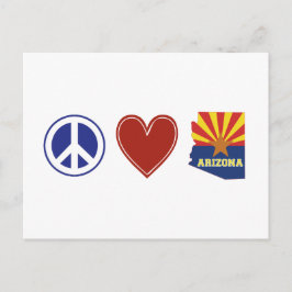 Peace Love Arizona Map Shaped State Flag Red Heart Briefkaart