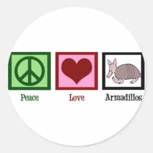Peace Love Armadillos Ronde Sticker