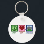 Peace Love Armadillos Sleutelhanger<br><div class="desc">Een schattig armadillo minachting cadeau voor een school met een grappige mascotte. Peace Love Armadillos.</div>