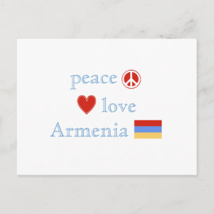 Peace Love Armenia Heart en Armeense vlag Briefkaart
