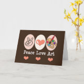 Peace Love Art Blank Kaart (Gele Bloem)