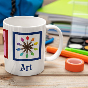 Peace Love Art Teacher Cute Paintborstel Koffiemok