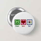 Peace Love Art Teacher Cute Paintborstel Ronde Button 5,7 Cm (Voorkant /achterkant)