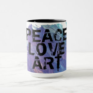 PEACE LOVE ART type + schilderachtergrond Mok