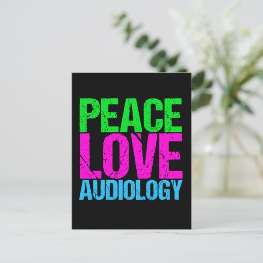 Peace Love Audiology Briefkaart (Staand voorkant)