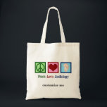 Peace Love Audiology Custom Audioloog Tote Bag<br><div class="desc">Peace Love Audiology canvas tas gift voor een audioloog die gehoorverhoor bestudeert. Een vredesteken, hart en een oor om audiologisch onderzoek te vertegenwoordigen.</div>