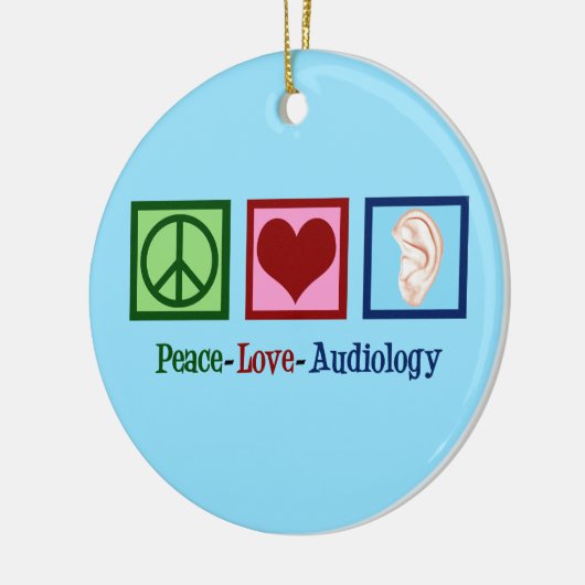 Peace Love Audiology Keramisch Ornament (Links)
