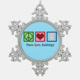 Peace Love Audiology Tin Sneeuwvlok Ornament