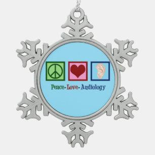Peace Love Audiology Tin Sneeuwvlok Ornament