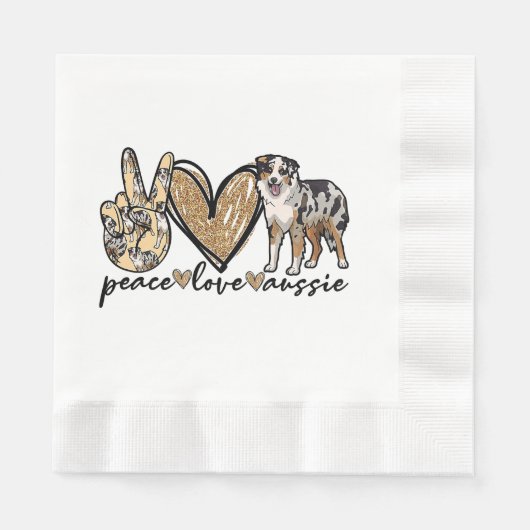 Peace, Love, Aussie, Australian Shepherd Dog, Pets Servet (Voorkant)