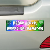 Peace Love Australian Shepherds Bumpersticker (Op auto)