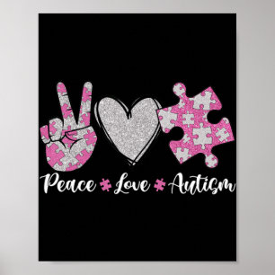 Peace Love Autism Awareness Month Puzzle He Poster