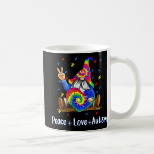 Peace Love Autism Gnome Autism Tie Dye Autism Awar Koffiemok